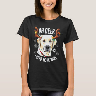 Christmas Labrador Retriever Deer Antlers Wine Wom T-Shirt