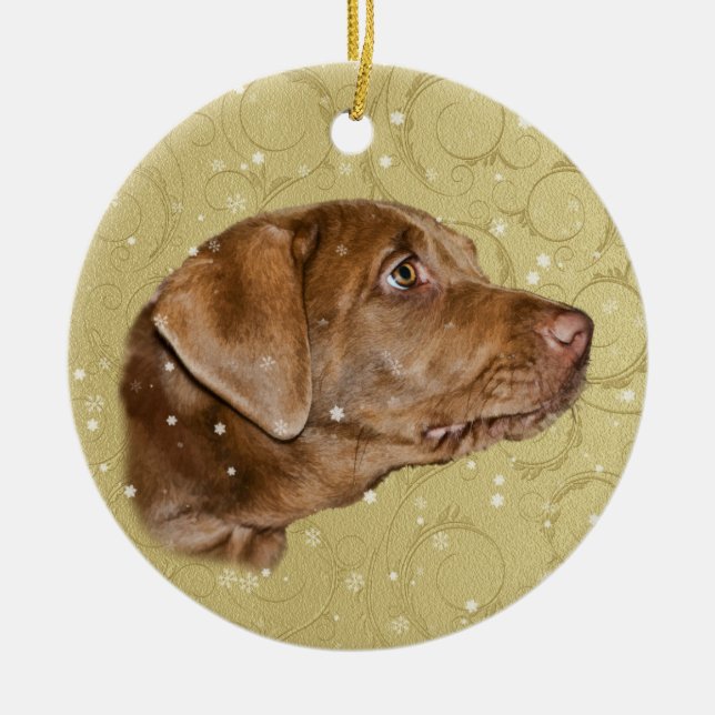 Christmas, Labrador Retriever Dog Ceramic Tree Decoration (Front)