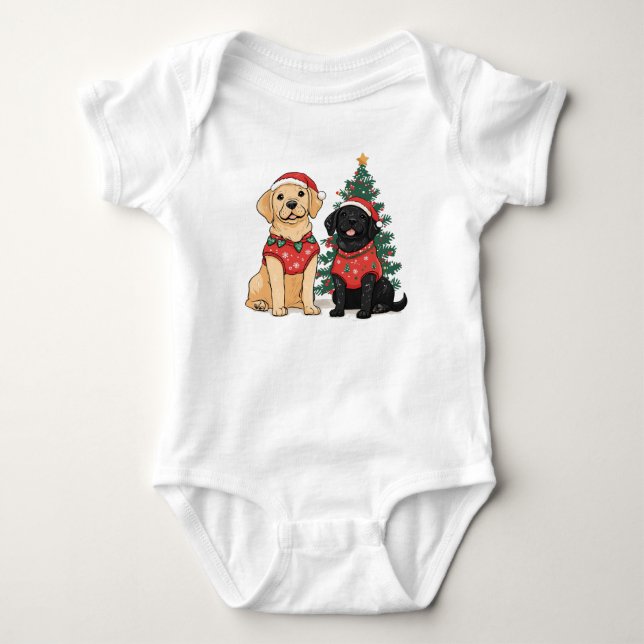 Christmas Labrador Retriever Dogs Baby Bodysuit (Front)
