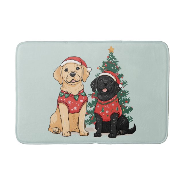Christmas Labrador Retriever Dogs Bath Mat (Front)