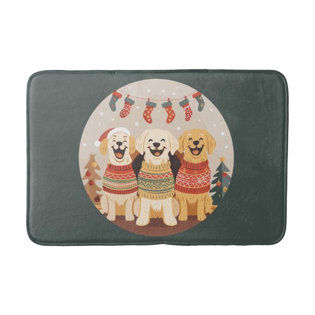 Christmas Labrador Retriever Dogs Bath Mat (Front)