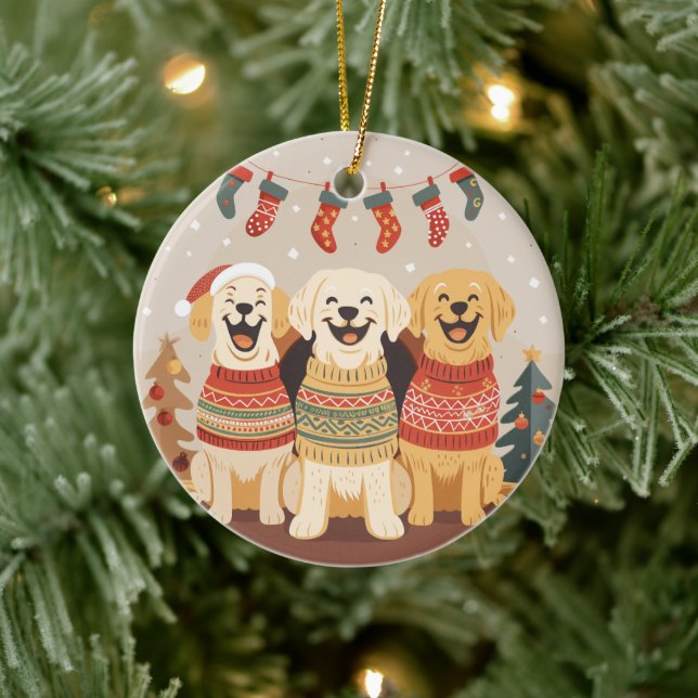 Christmas Labrador Retriever Dogs Ceramic Tree Decoration (Tree)