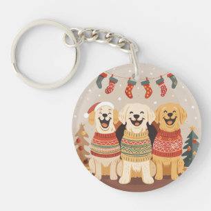 Christmas Labrador Retriever Dogs Key Ring