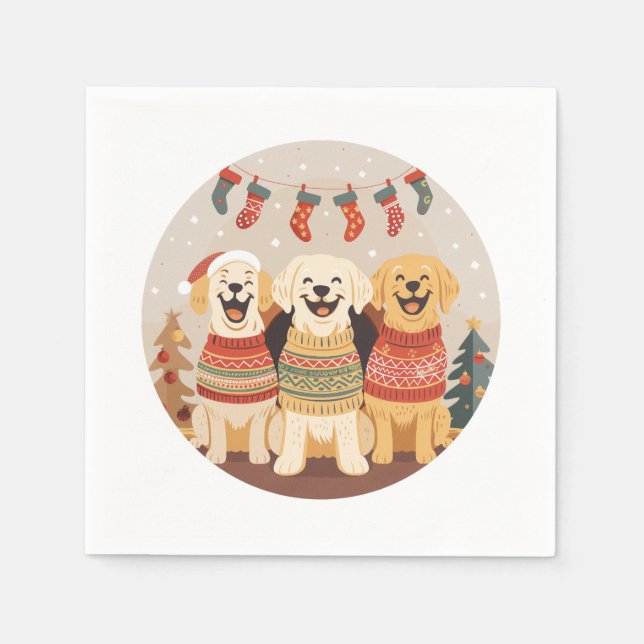 Christmas Labrador Retriever Dogs Napkin (Front)