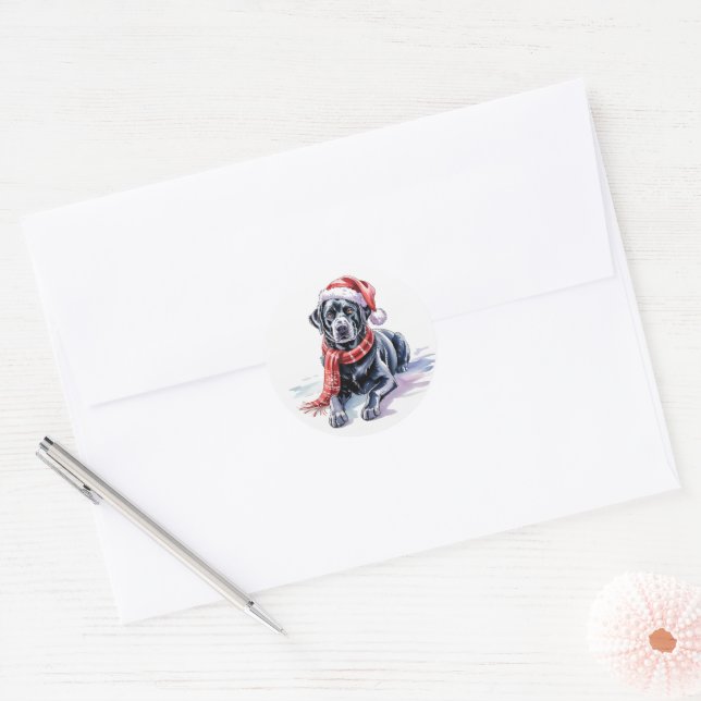  Christmas Labrador round sticker (Envelope)