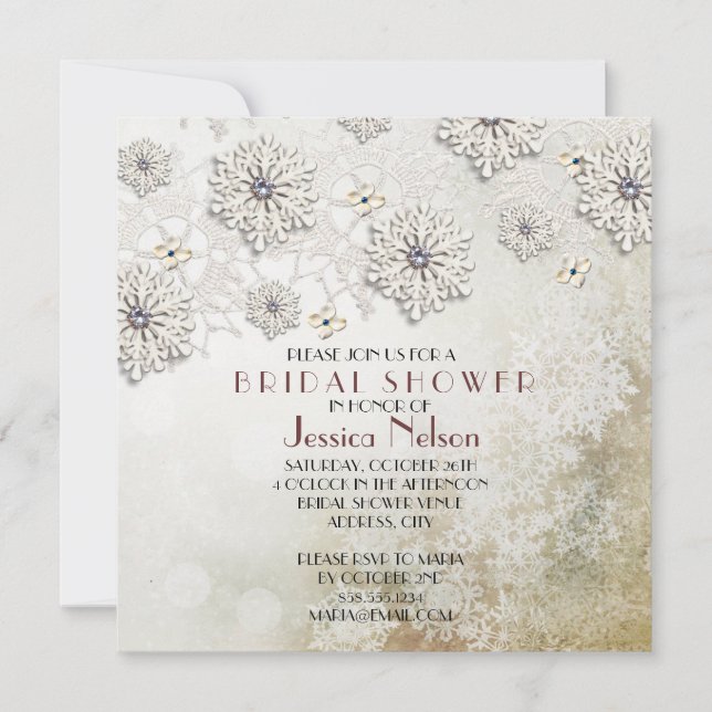 Christmas Lace Snowflakes Bridal Shower Invitation (Front)