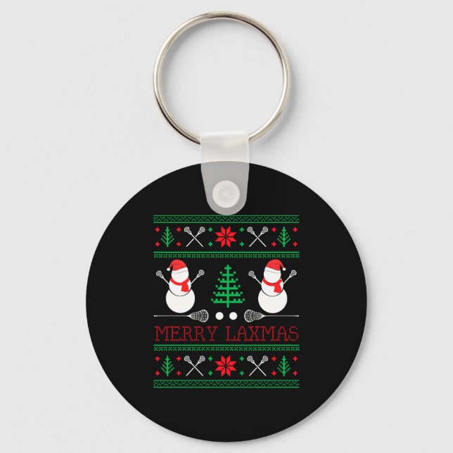 Christmas Lacrosse Lax Player Ugly Christmas Xmas  Key Ring (Front)