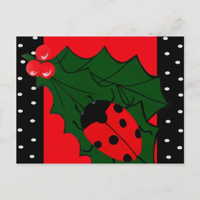 Christmas Lady-bug Holiday Postcard (Front)