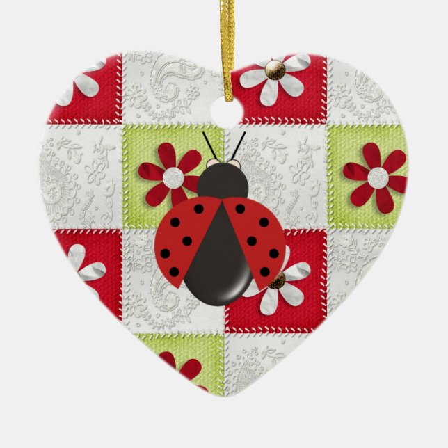 Christmas Ladybug Ceramic Tree Decoration (Front)
