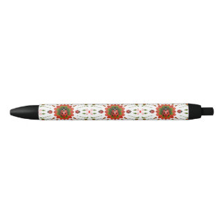 Christmas Ladybug Red Green and White Black Ink Pen