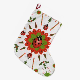 Christmas Ladybug Red, Green, and White Large Christmas Stocking