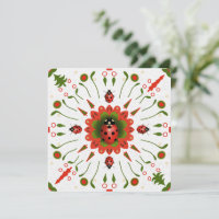 Christmas Ladybug Red White Green Hand-drawn Blank