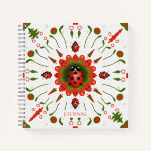 Christmas Ladybug Square Journal 8.5" X 8'5"