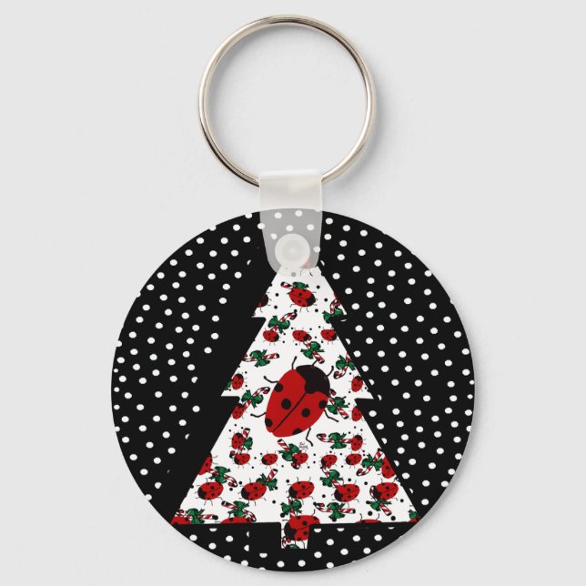 Christmas Ladybug Tree Key Ring (Front)