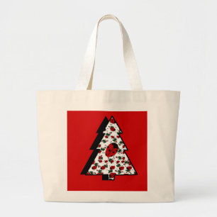 Christmas Ladybug Tree Large Tote Bag