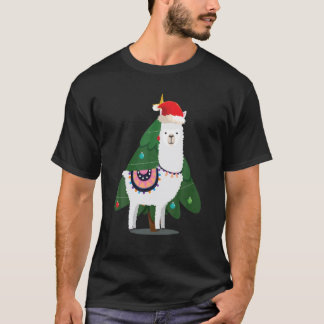 Christmas Lama With Christmas Tree T-Shirt