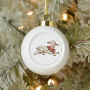 Christmas lamb ceramic ball christmas ornament