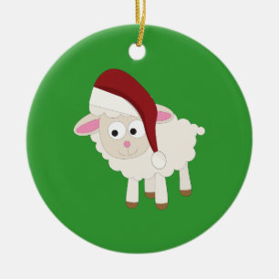 Christmas Lamb Ceramic Tree Decoration