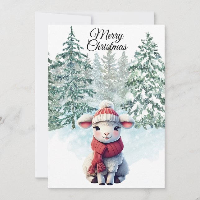 Christmas Lamb Flat Holiday Card (Front)