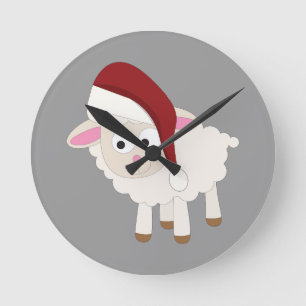 Christmas Lamb Round Clock