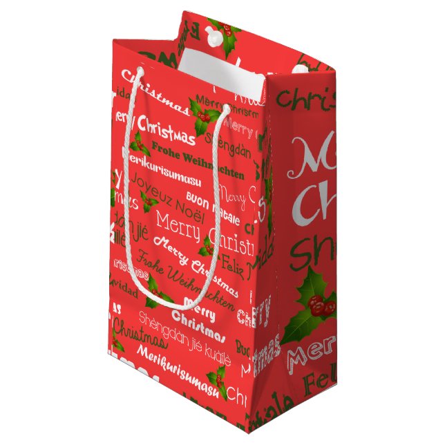 Christmas Languages Small Gift Bag (Front Angled)
