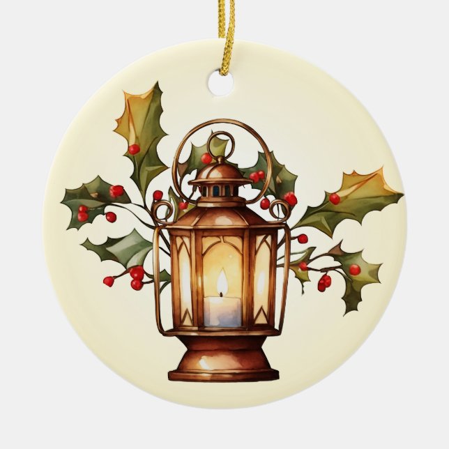 Christmas lantern ceramic tree decoration (Front)