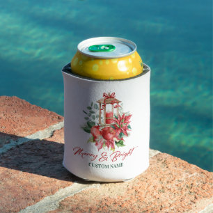 Christmas Lantern Floral Bouquet Can Cooler