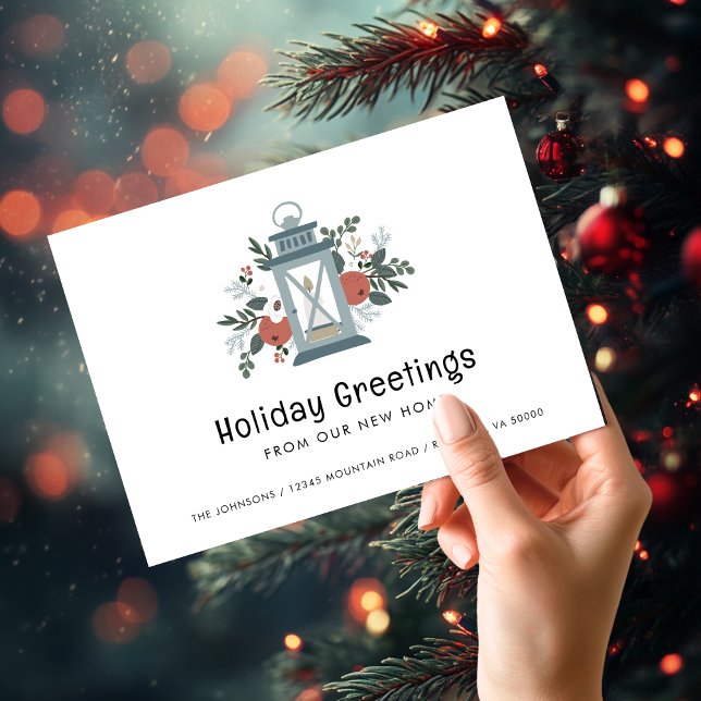 Christmas Lantern Holiday Greetings New Home   Announcement (Christmas Lantern Holiday Greetings New Home Announcement)