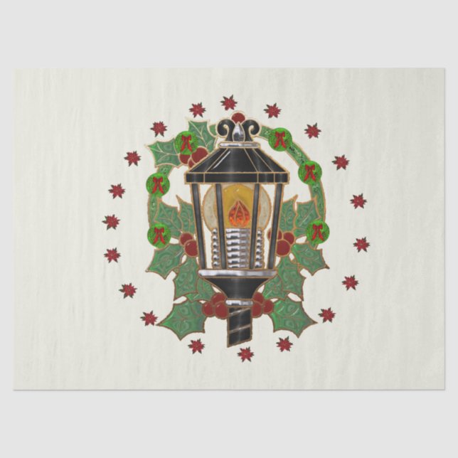 Christmas Lantern Stain Glass Art Deco Tissue Paper (Front)