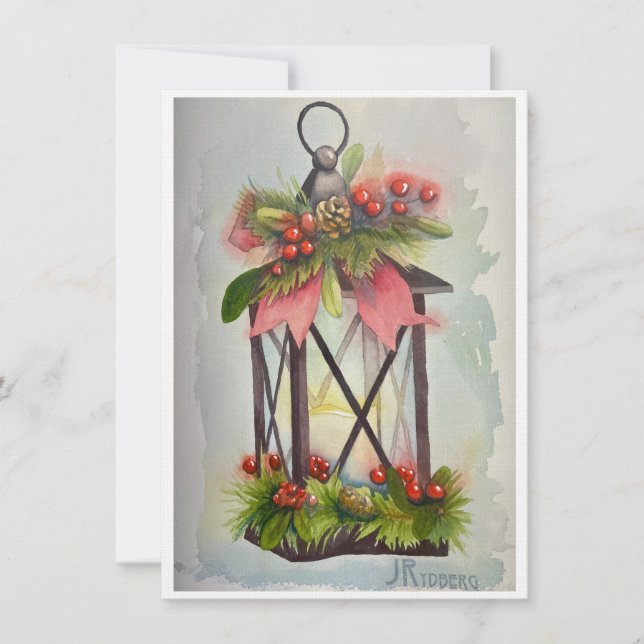 Christmas Lantern  Thank You Card (Front)