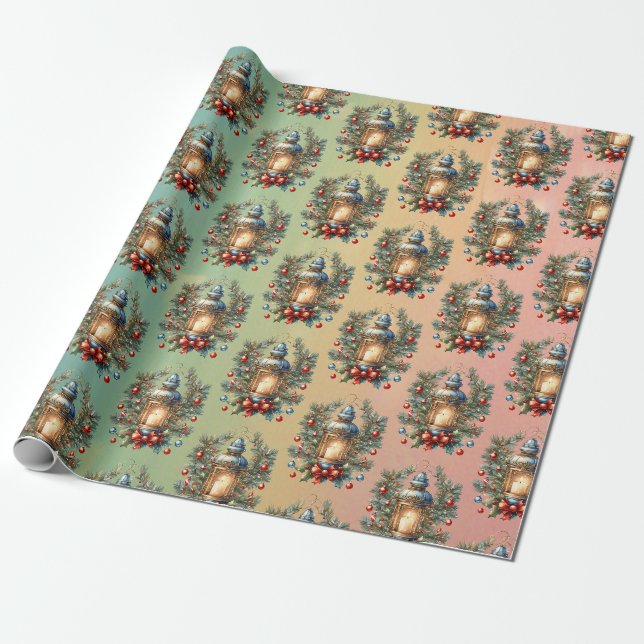 Christmas lantern wrapping paper (Unrolled)