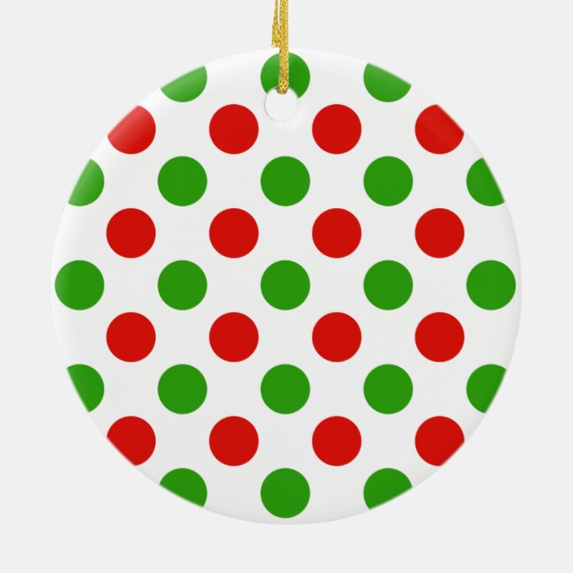 Christmas Large Polka Dot Pattern Ceramic Ornament (Back)
