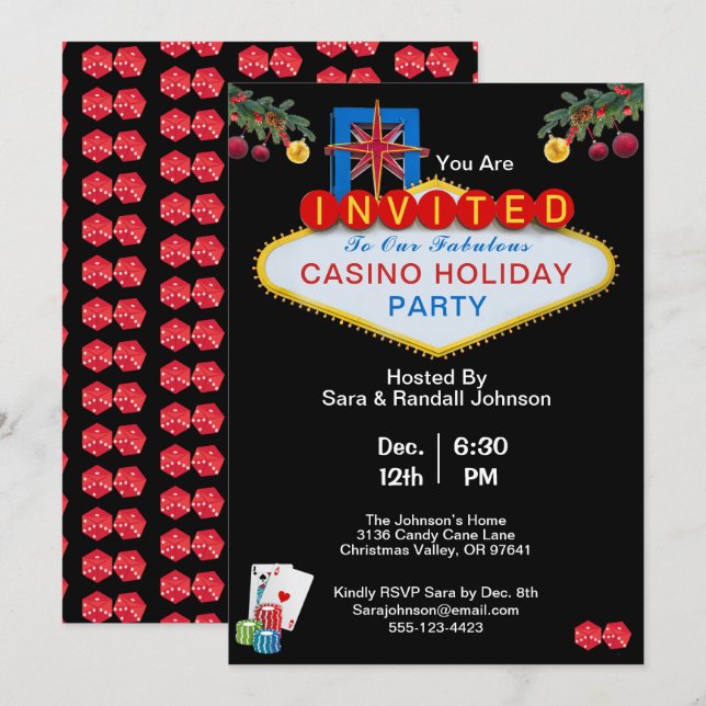 Christmas Las Vegas Casino Style Holiday Party Invitation (Front/Back)