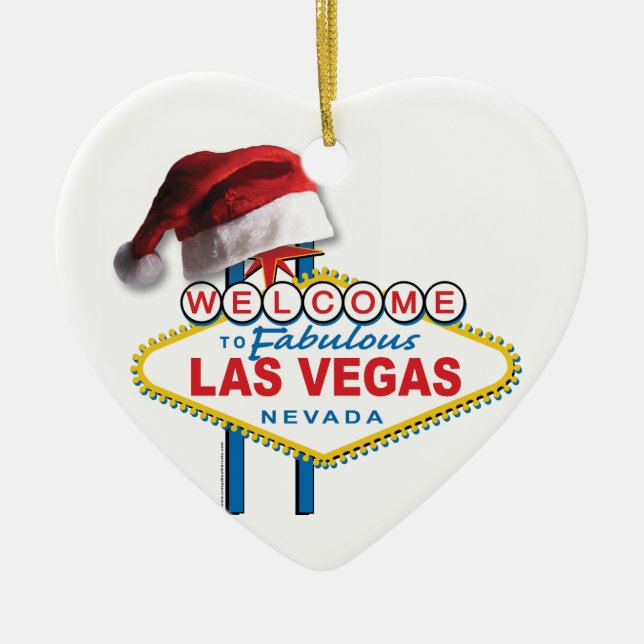 Christmas Las Vegas Sign Ceramic Tree Decoration (Front)