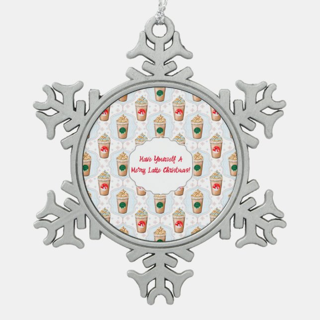 Christmas Latte Ogee Snowflake Pattern   Ornament (Front)