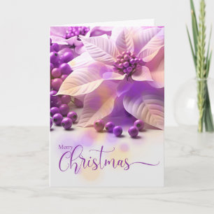 Christmas Lavender Purple Poinsetta Holiday Card