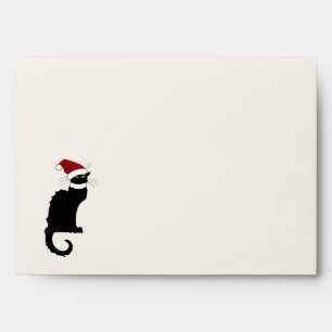 Christmas Le Chat Noir With Santa Hat Envelope