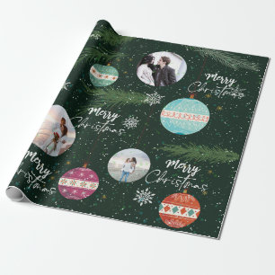 Christmas Leaf Snowflake Ornaments Custom Name Wrapping Paper