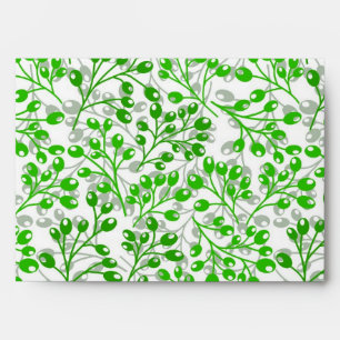 Christmas Leafy Green Pattern Modern Elegant Envelope