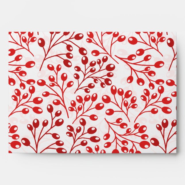 Christmas Leafy Red Pattern Modern Elegant   Envelopes (Front)