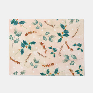 Christmas Leaves Boho Pattern Doormat