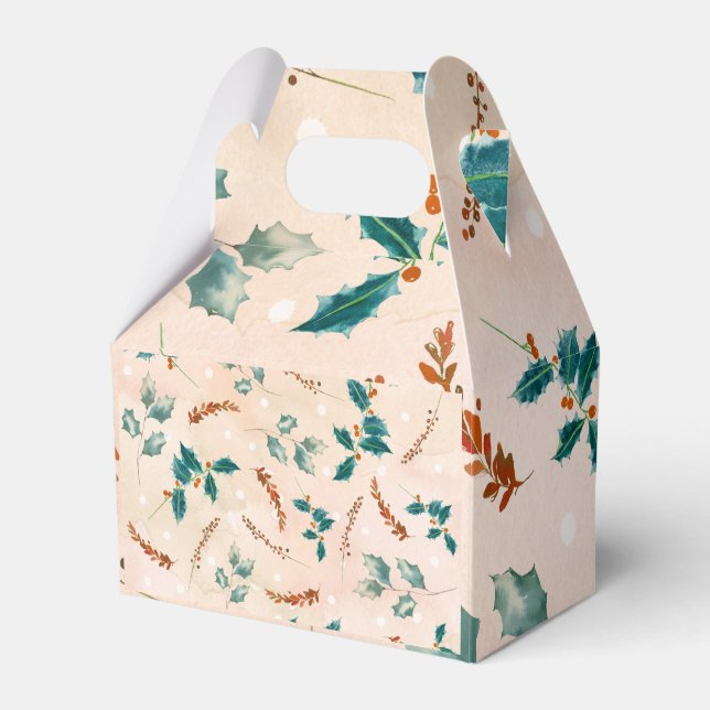 Christmas Leaves Boho Pattern Favour Box (Front Side)