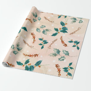 Christmas Leaves Boho Pattern Wrapping Paper