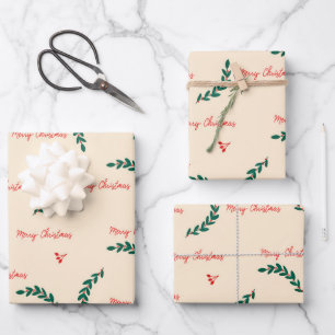 Christmas leaves pattern wrapping paper sheet