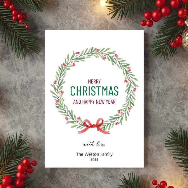 Christmas Leaves Wreath Holiday Card (Creator Uploaded)