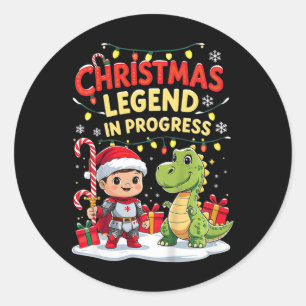Christmas Legend In Progress Cute Holiday Knight A Classic Round Sticker
