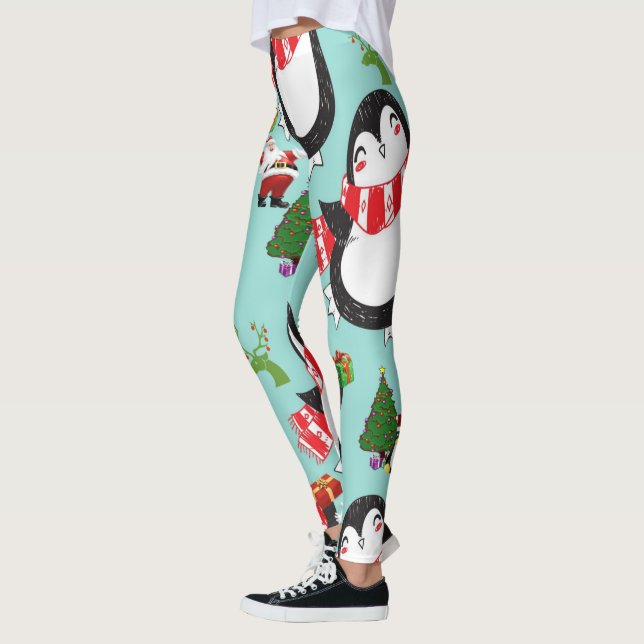 Christmas Leggings, Penguin Leggings (Left)