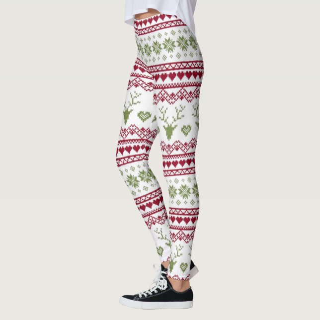 Christmas Leggings/Snowflakes, Hearts and Reindeer Leggings (Left)