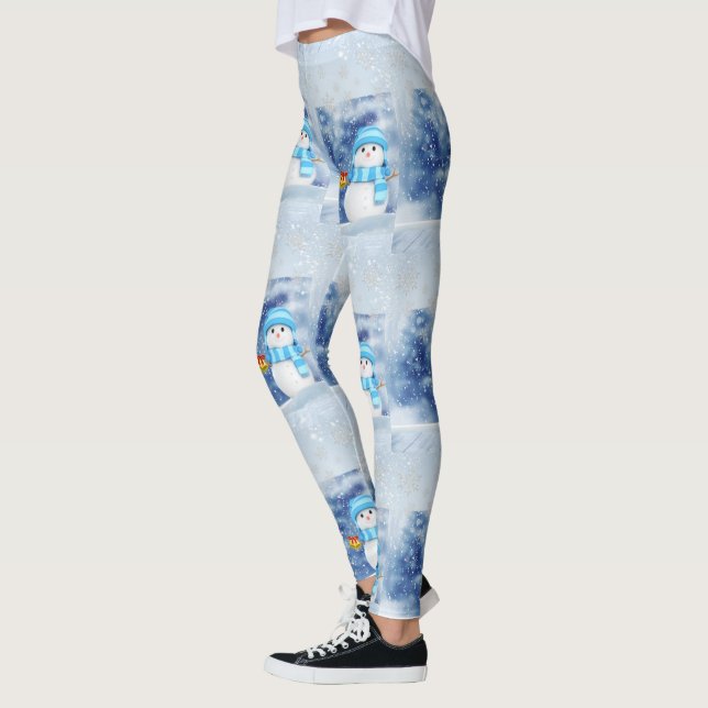 Christmas Leggings, Snowman Leggings (Left)