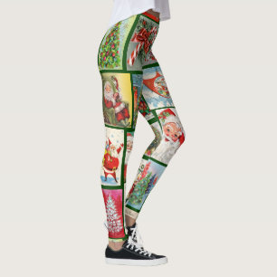 Christmas Leggings Vintage Cards Women's Pants
